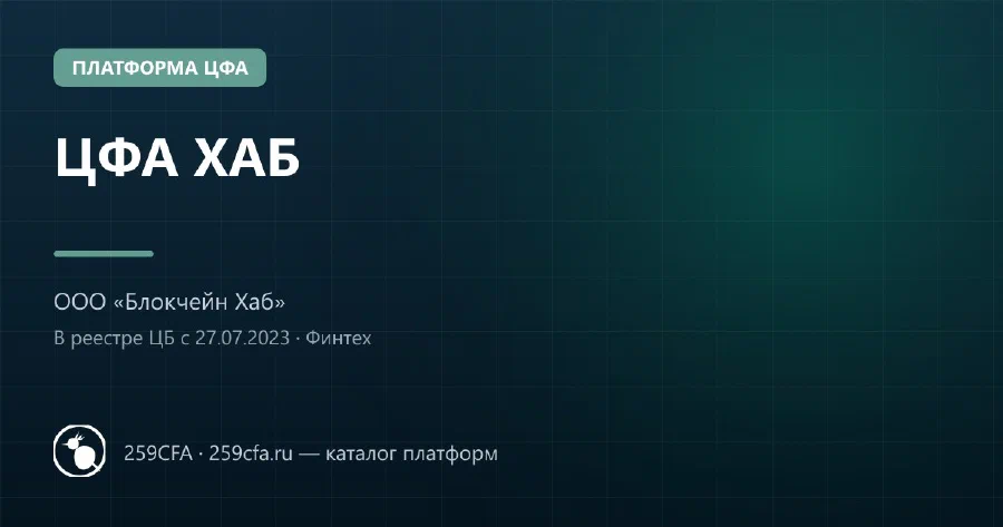 ЦФА ХАБ — платформа ЦФА: оператор, выпуски, официальный сайт