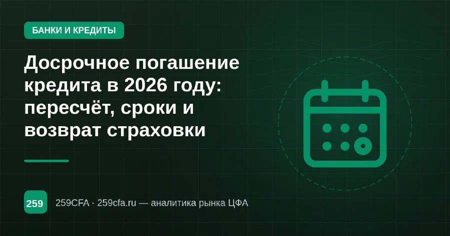Досрочное погашение кредита в 2026 году: пересчёт, сроки и возврат страховки