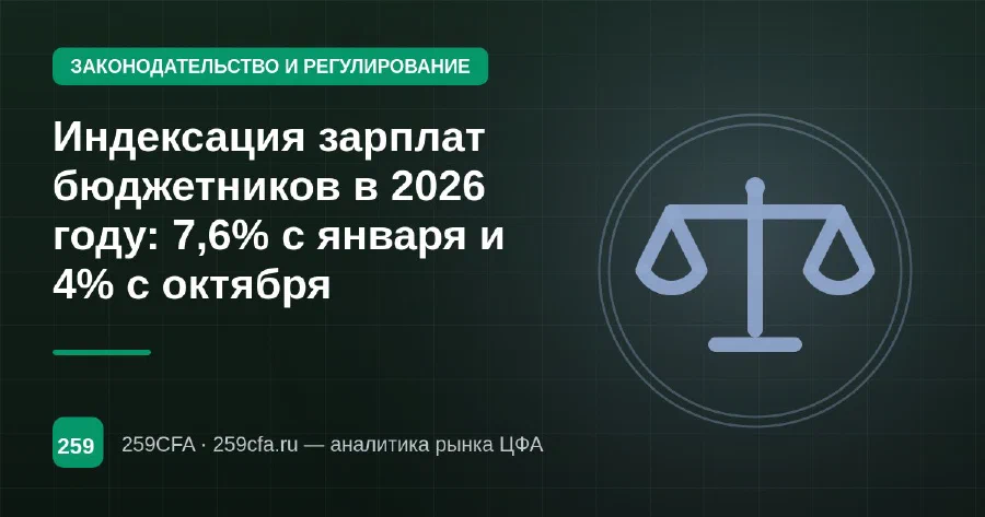 Индексация зарплат бюджетников в 2026 году: 7,6% с января и 4% с октября