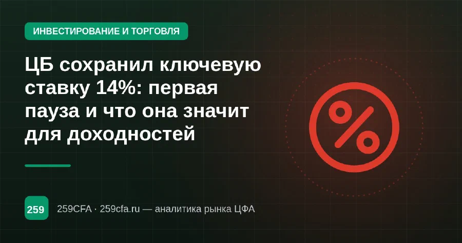 ЦБ сохранил ключевую ставку 14%: первая пауза и что она значит для доходностей