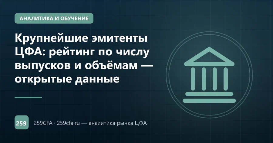 Крупнейшие эмитенты ЦФА: рейтинг по числу выпусков и объёмам — открытые данные