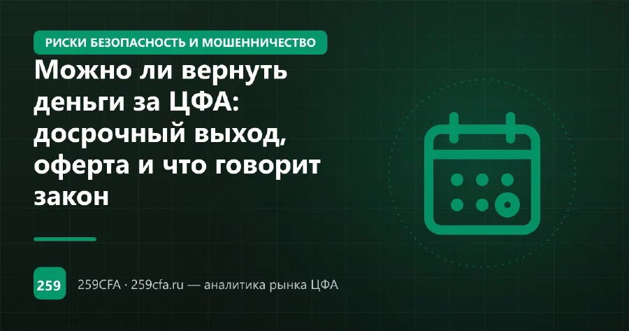 Можно ли вернуть деньги за ЦФА: досрочный выход, оферта и что говорит закон