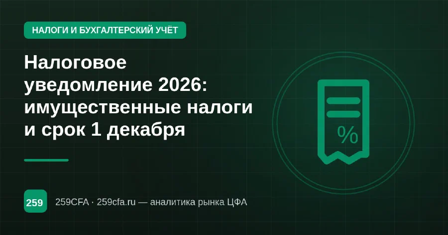 Налоговое уведомление 2026: имущественные налоги и срок 1 декабря