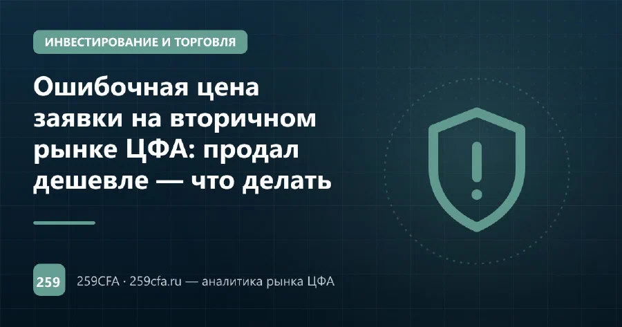 Ошибочная цена заявки на вторичном рынке ЦФА: продал дешевле — что делать