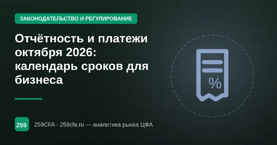 Отчётность и платежи октября 2026: календарь сроков для бизнеса