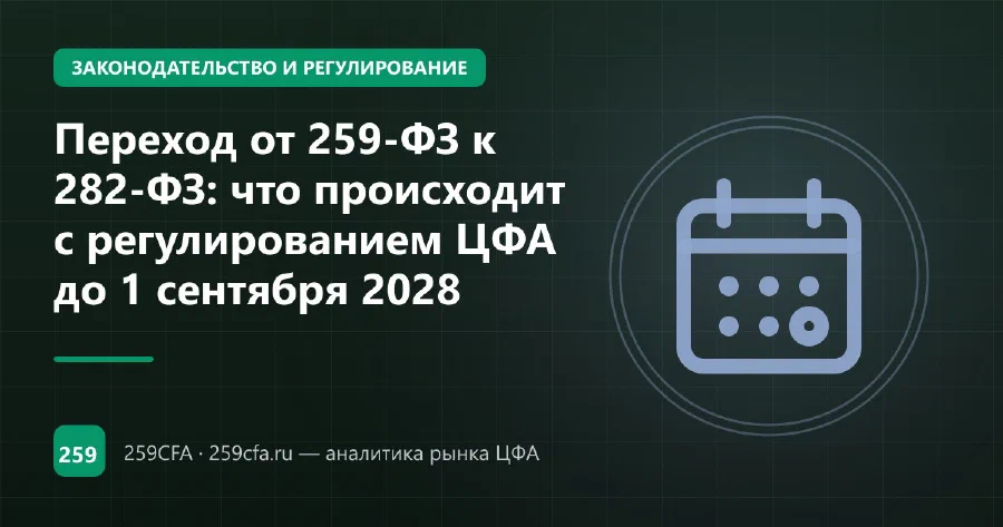 Переход от 259-ФЗ к 282-ФЗ: что происходит с регулированием ЦФА до 1 сентября 2028