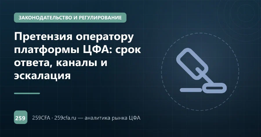 Претензия оператору платформы ЦФА: срок ответа, каналы и эскалация