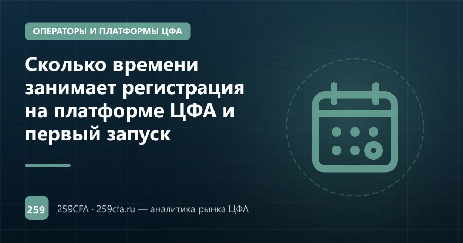 Сколько времени занимает регистрация на платформе ЦФА и первый запуск