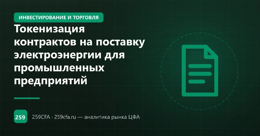 Токенизация контрактов на поставку электроэнергии для промышленных предприятий