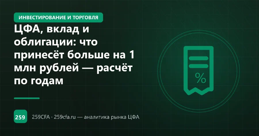 ЦФА, вклад и облигации: что принесёт больше на 1 млн рублей — расчёт по годам