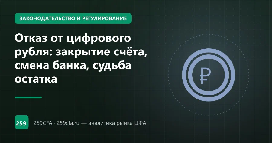 Отказ от цифрового рубля: закрытие счёта, смена банка, судьба остатка