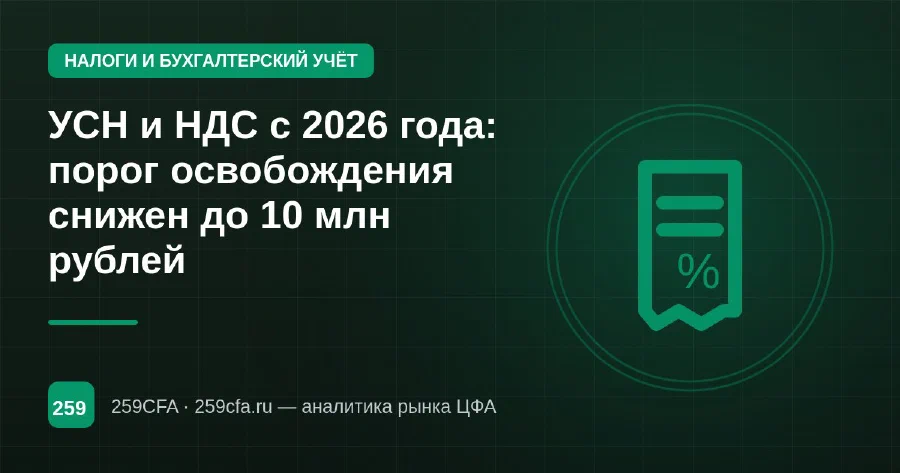 УСН и НДС с 2026 года: порог освобождения снижен до 10 млн рублей