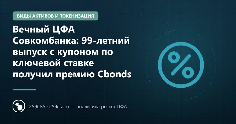 Вечный ЦФА Совкомбанка: 99-летний выпуск с купоном по ключевой ставке получил премию Cbonds